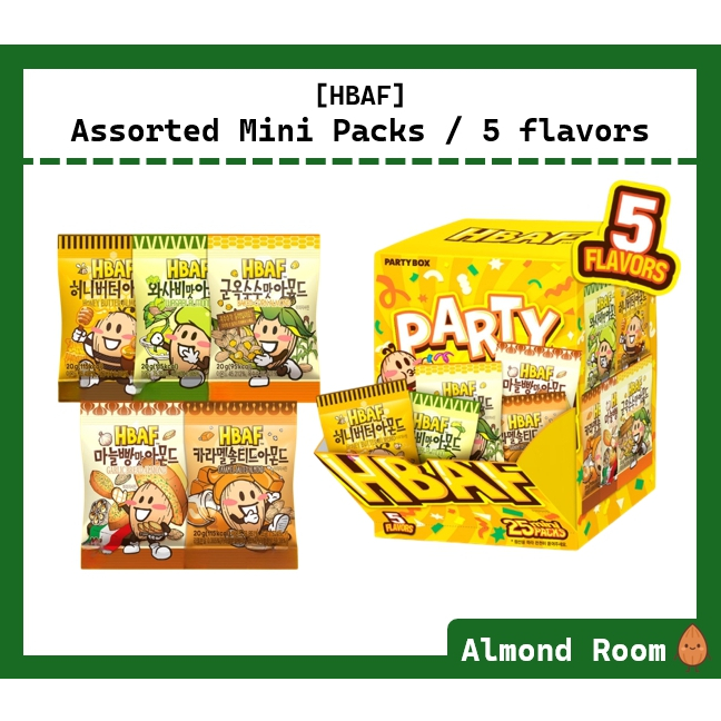 HBAF Almond Series – Yellow Selection (Mini 20g) /Honey Butter / Garlic Bread / Baked Corn / Wasabi 