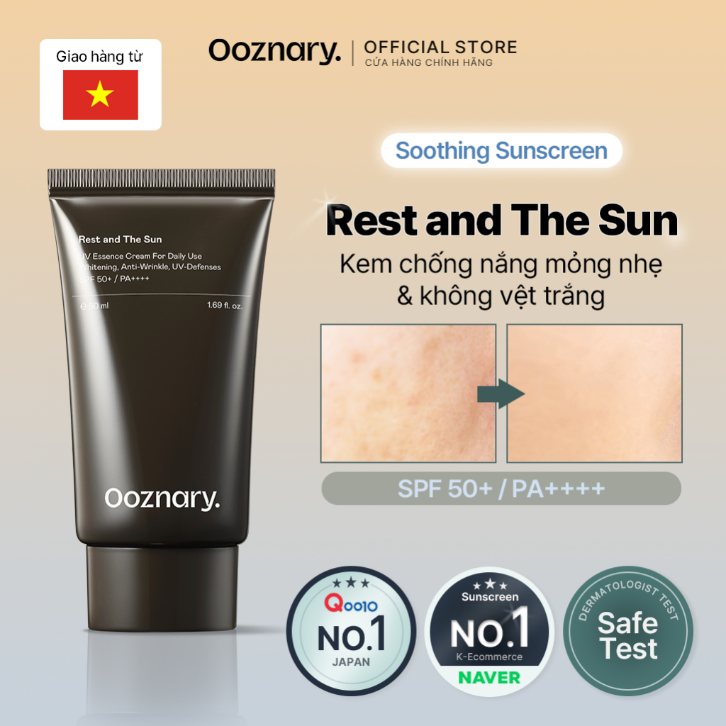 Ooznary Kem chống nắng lành tính Ooznary Rest and The Sun, UV-Defenses SPF 50+ / PA++++, 50ml