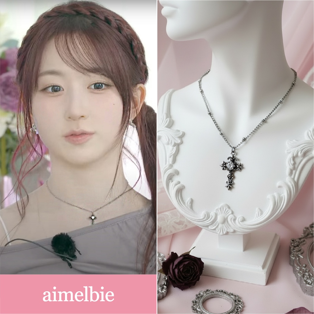 Vòng cổ xương đòn NMIXX Haewon style Gothic chéo Nocturne, làm từ thép không gỉ