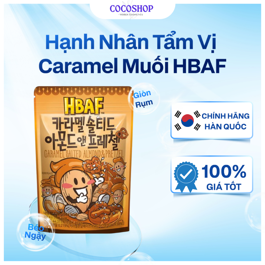 Hạnh Nhân Tẩm Vị Caramel Muối HBAF & Bánh Pretzel 120g