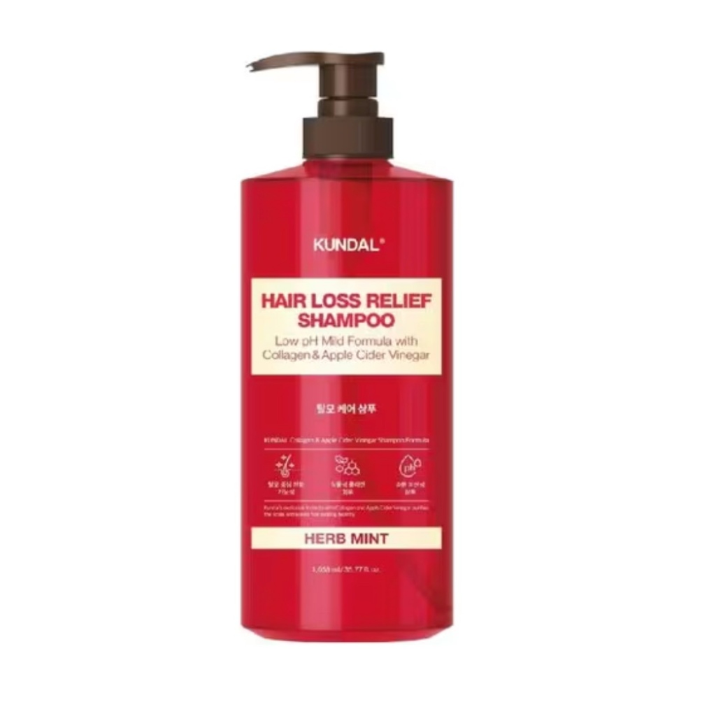(Emart Korea) Dầu Gội Giảm Rụng Tóc KUNDAL Hair Loss Relief Shampoo – Herb Mint (1058ml)