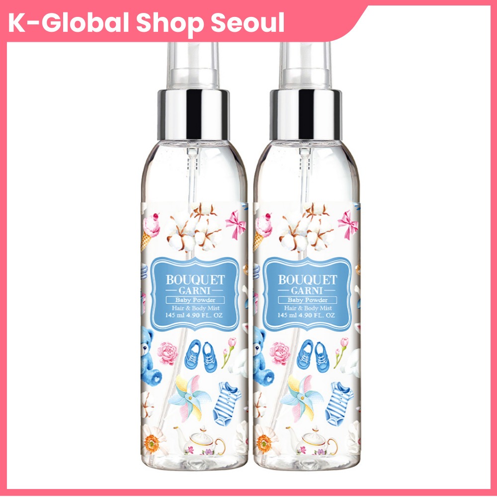 [1 + 1] BOUQUET GARNI Fragranced Hair & Body Mist Baby Powder 145ml x2 / Phấn mềm / Xịt nước hoa hàn
