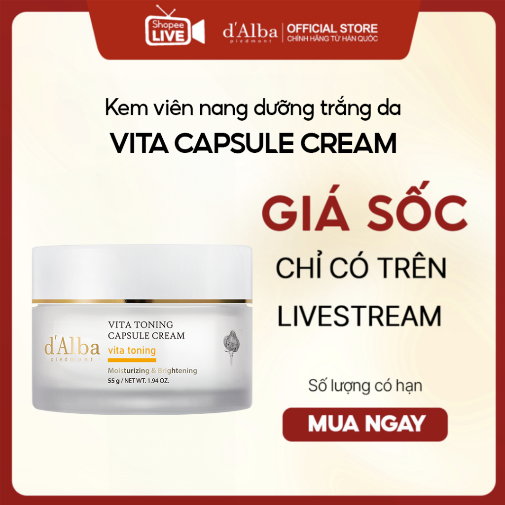 [Live] d'Alba Kem Dưỡng Vita Capsule Cream dưỡng trắng 55g ( Bản nâng cấp)