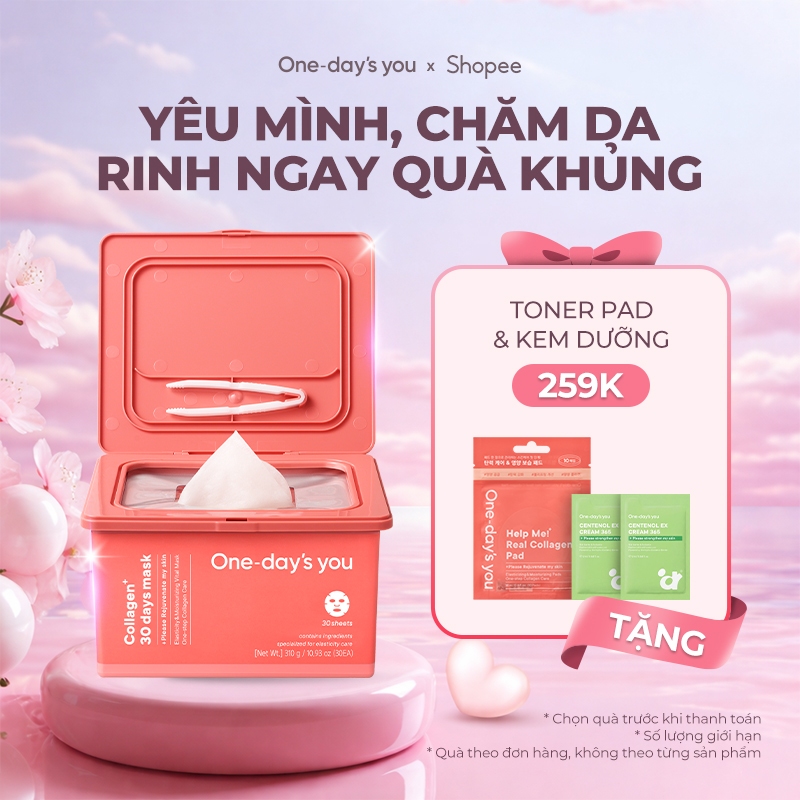 Hộp 30 miếng Mặt Nạ/ Daily Mask Collagen Cấp Nước, Làm Sáng Da, Chống Lão Hóa | ONE DAY'S YOU Collag