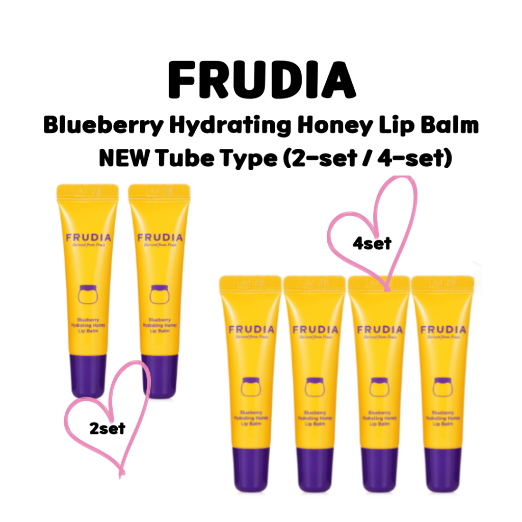 [FRUDIA] Son dưỡng môi mật ong dưỡng ẩm việt quất – Loại ống MỚI (2 bộ / 4 bộ)