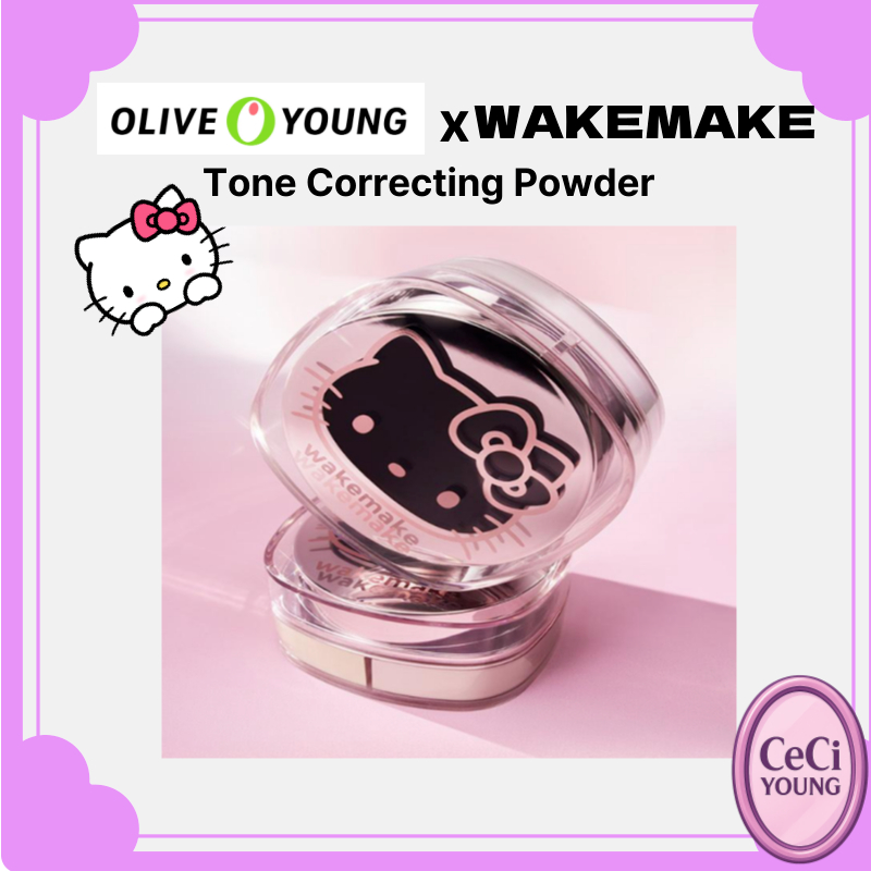 [Hello Kitty Black Edition / Tone Correcting Powder] WAKEMAKE Stay Fixer Bột nhiều màu 01 Pale Clear