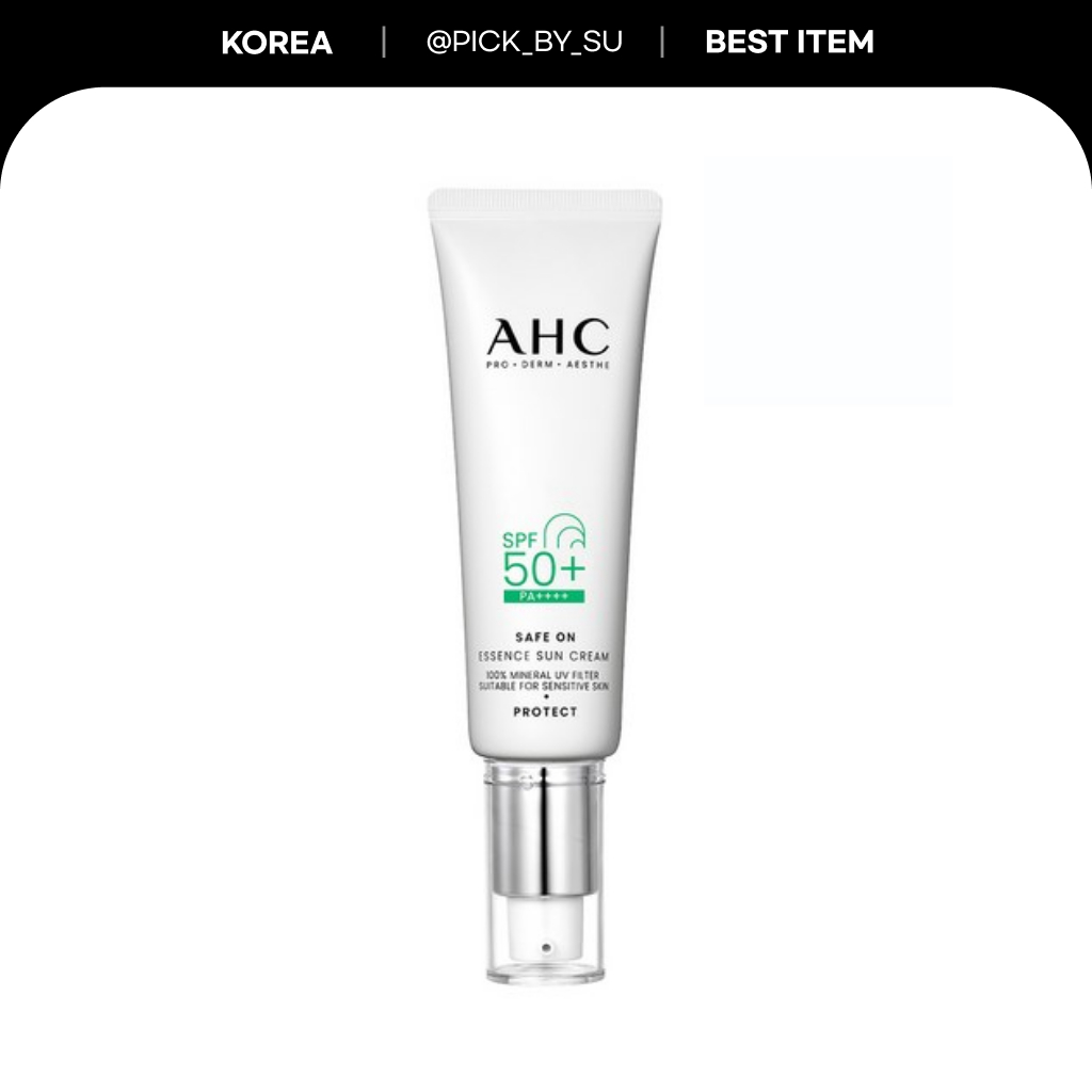 [AHC] Kem chống nắng Safe On Essence SPF50 + PA + + + + 50ml | Kem chống nắng khoáng chất 100%