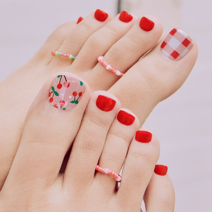 Móng chân Gel bán cắt Ohora – Thiết kế nghiền anh đào