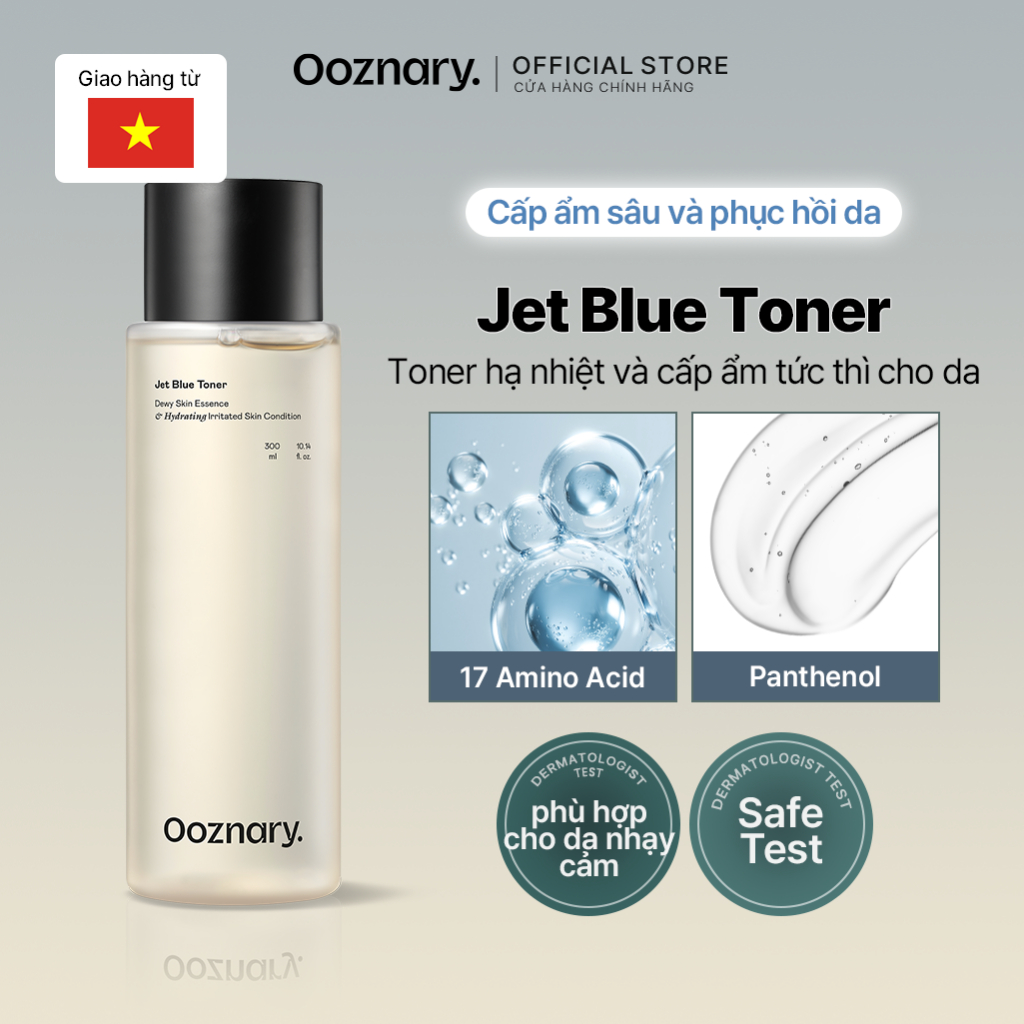 Ooznary Toner Jet Blue cấp ẩm, hạ nhiệt ngay tức thì cho da, Hydrating Irritated 300ml