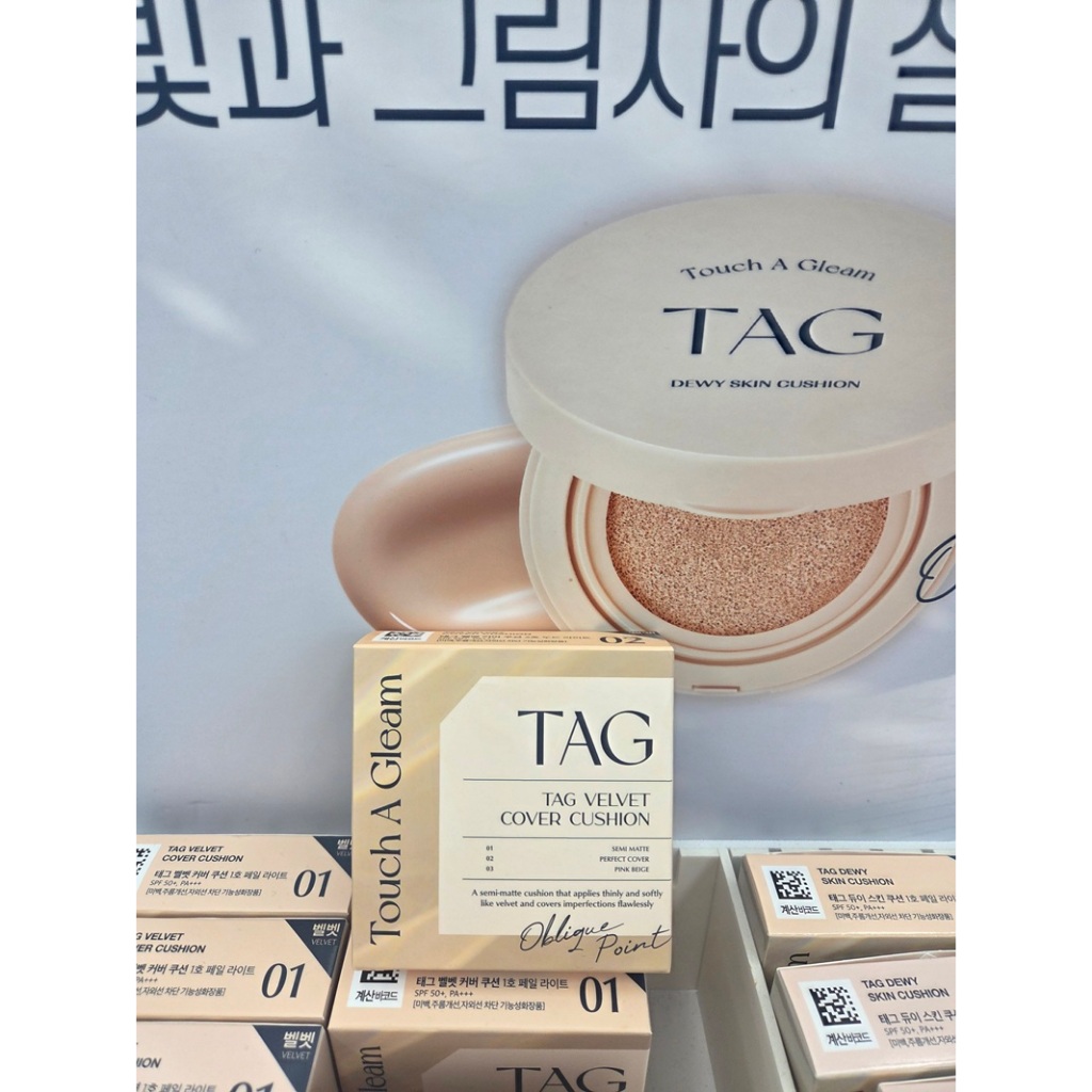 Hàn Quốc / TAG Touch A Gleam Velvet Cover Cushion SPF50 + PA + + + Semi Matte Perfect Cover 01 02 Ob