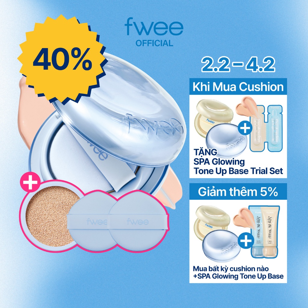 [fwee] Glass Cushion Foundation (Lõi Thay Thế) — Cushion 13g + Refill 13g + 2 Bông Mút / Cushion Gla