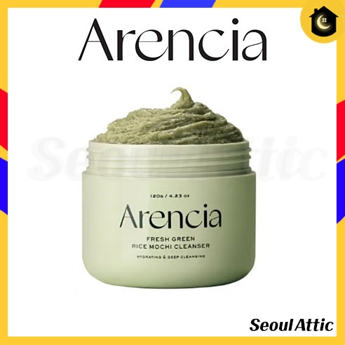 Arencia Fresh Green Rice Mochi Cleanser 120g Deep Pore Cleaning Xà phòng rửa mặt thuần chay