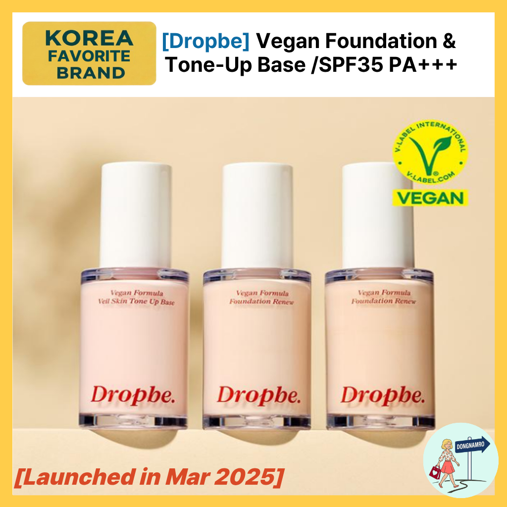 [Daiso x The Saem] Dropbe Vegan Foundation & Tone-Up Base (35g) | SPF35 PA + + + / Bảo hiểm không tì