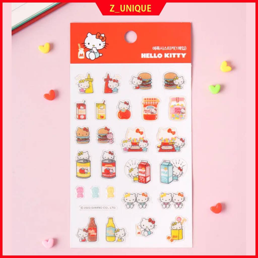 Hello Kitty Epoxy Sticker 3D Dễ Thương Sanrio Sticker Sheet Kawaii Nhật Ký Điện Thoại Deco Sticker H