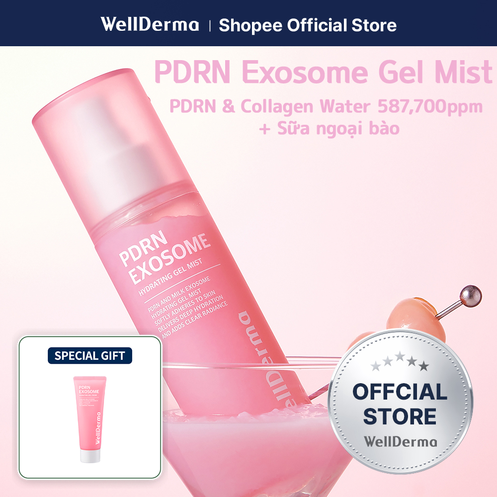 [WellDerma CHÍNH THỨC] Xịt Gel dưỡng ẩm PDRN Exosome 100ml | Nước Collagen 587,700ppm & Sữa Exosome