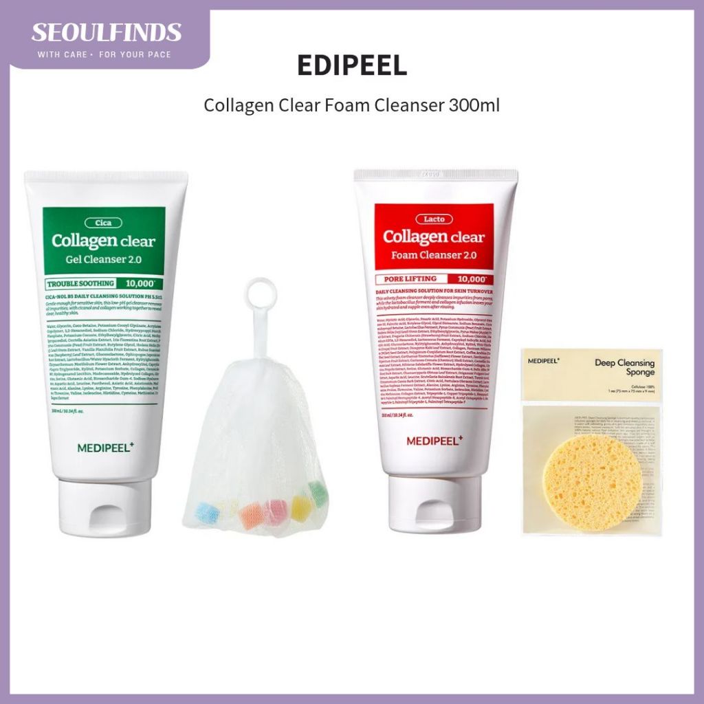 [MEDIPEEL] Sữa rửa mặt Collagen Clear Foam 300ml (3 loại) | Sữa rửa mặt Vitamin Cica có độ pH thấp