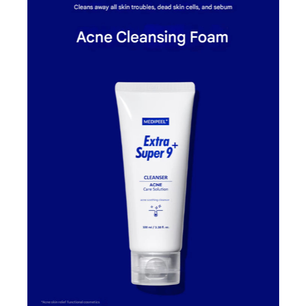 [Medipeel] Sữa rửa mặt Hỗ trợ giảm mụn Extra Super 9 + 100ml Chăm sóc làm dịu mụn đầu đen Hàn Quốc