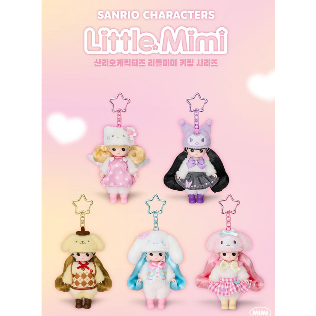 [SANRIO] X Little Mimi Keyring Doll Play Toy Hello Kitty, Pompompurin, Kuromi, Cinnamoroll, My Melod