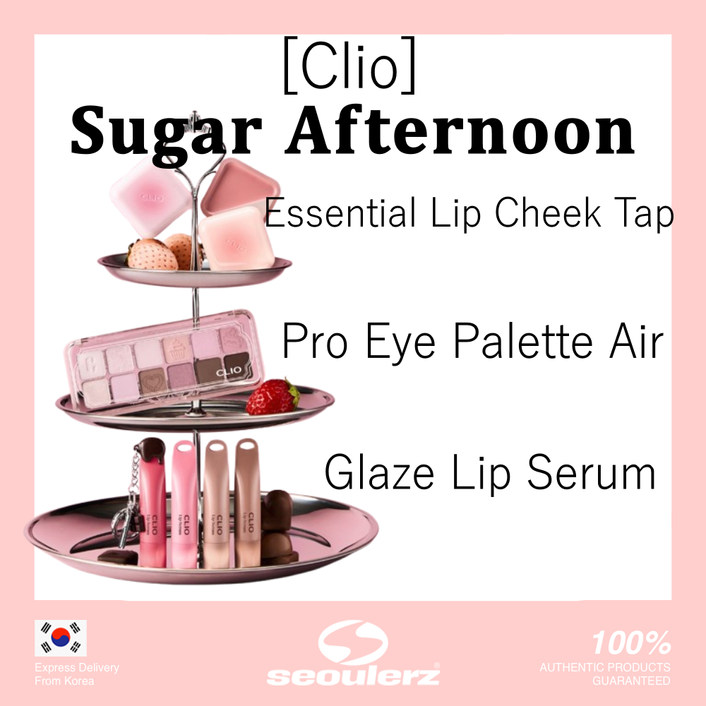 [CLIO] Sugar Morning Pro Eye Palette Air, Glaze Lip Serum, Essential Lip Cheek Tap