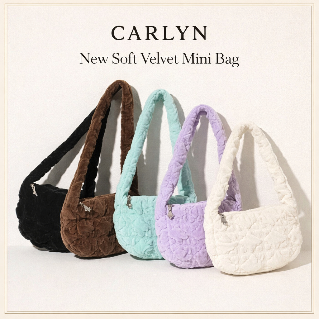 [Carlyn] Túi đeo vai Mini nhung mềm mại