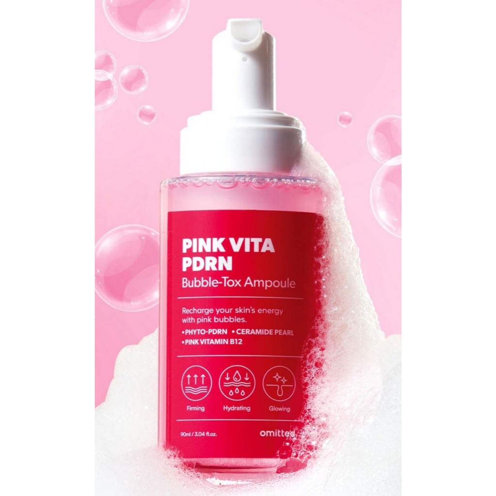 Omitted Pink Vita PDRN Bubble Ampoule Serum Toner & Mask Pack 90ml
