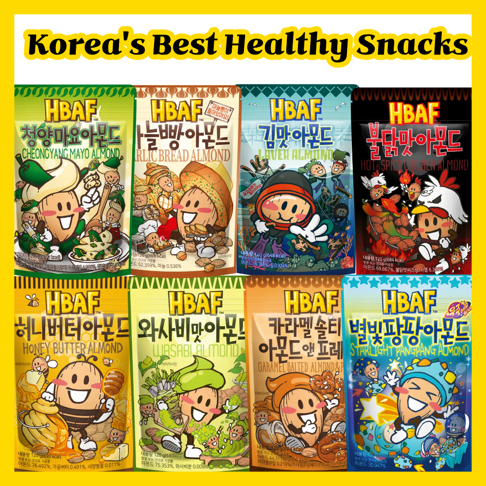 [K-Snack] Dòng Hạnh Nhân Vị HBAF (120g) - Hạnh Nhân Bơ Mật Ong Số 1 Hàn Quốc / Wasabi / Ngô