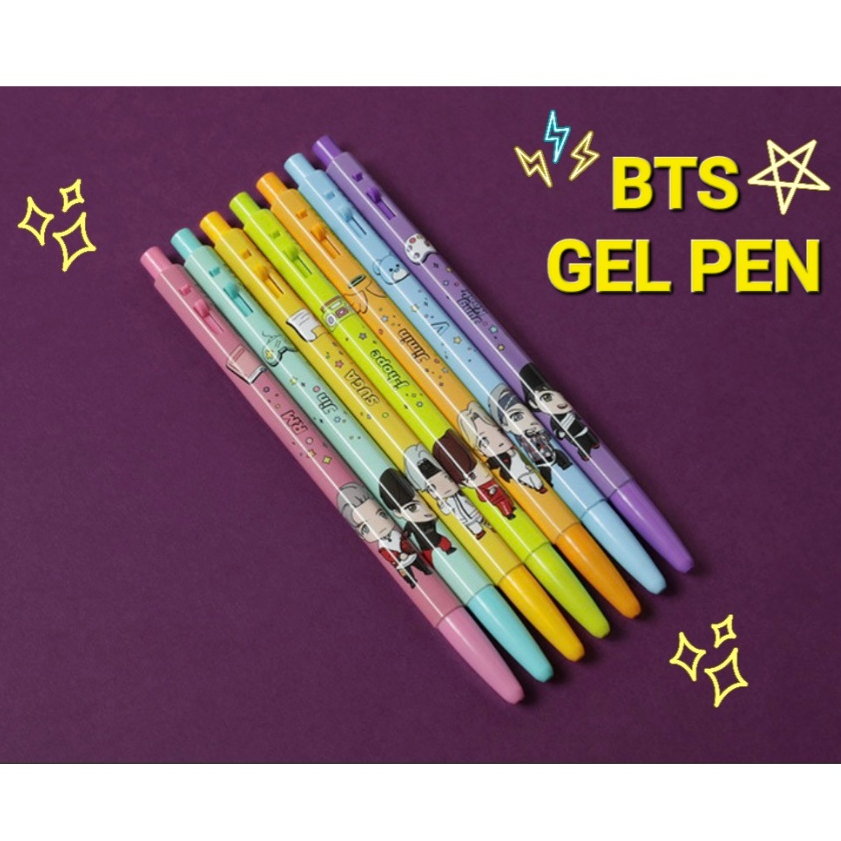[BTS TinyTAN Official] Bộ bút Gel 0,5mm BP153 Thiết kế ba chiều 2 chiếc Mực màu thành viên BTS 7 tùy