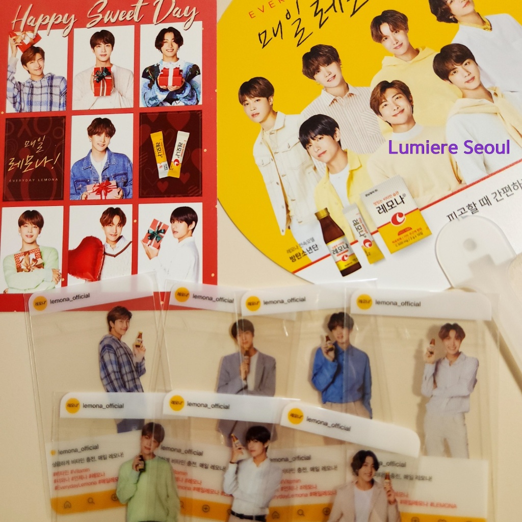 [RARE] Hàng chính thức của BTS × LEMONA – Photocard trong suốt / Bưu thiếp siêu hiếm / Quạt OT7