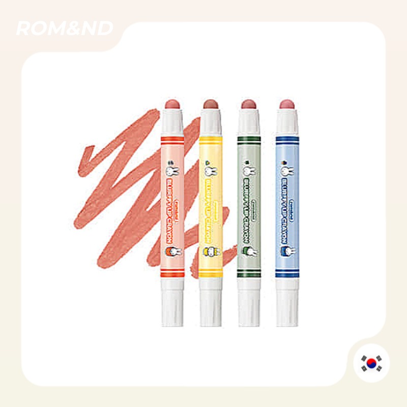 [rom & nd] Miffy Edition Lip Bluffy Crayon 4 màu Soft Blurring Lip & Cheek Crayon