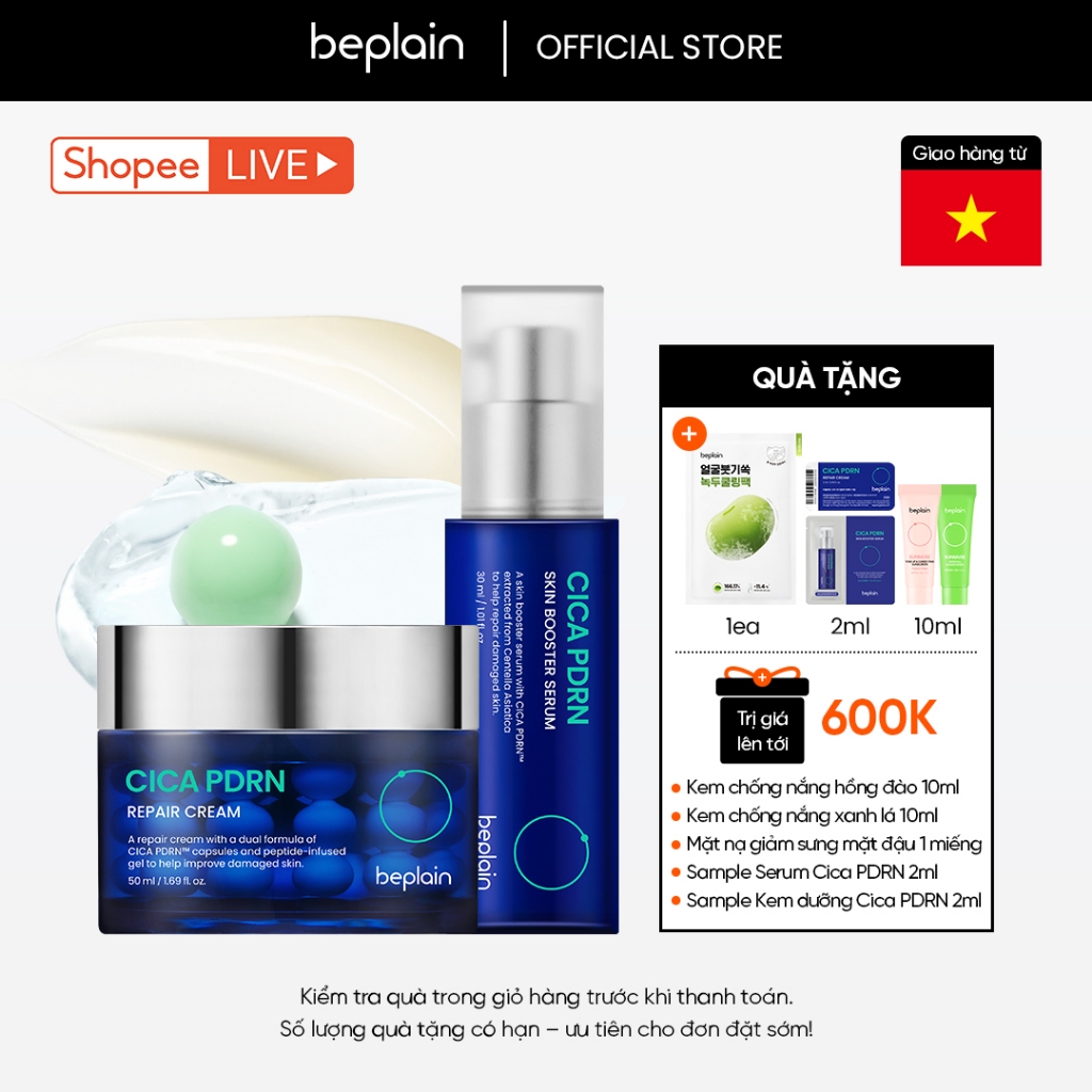 [BEPLAIN X KOL] [Combo độc quyền] Kem dưỡng BEPLAIN PDRN Rau Má đàn hồi & trẻ hóa làn da, cấp ẩm & c