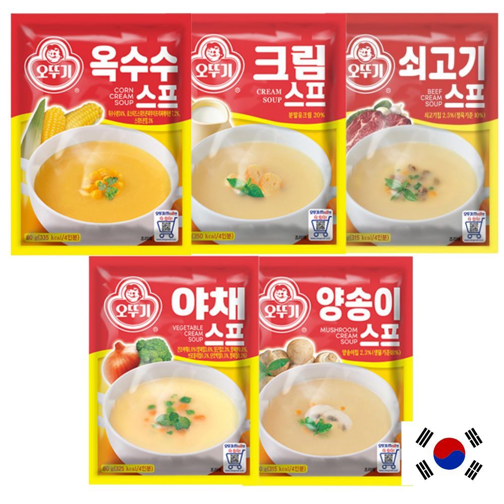 [Ottogi] (5 Vị) Bột Súp Kem Ăn Liền Hàn Quốc 80g | Súp ngô / Súp nấm / Súp bò / Súp kem / Súp rau củ