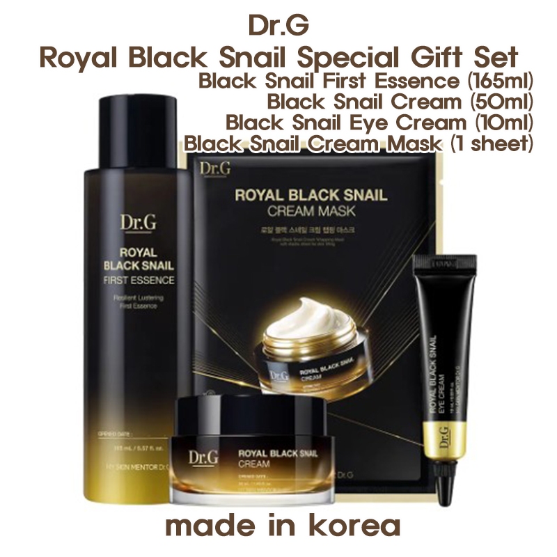 Bộ quà tặng đặc biệt Dr.G Royal Black Snail First Essence (165ml), Black Snail Cream (50ml), Black S