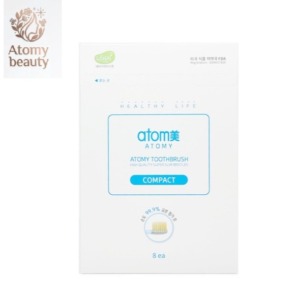 Bàn chải đánh răng nhỏ gọn Atomy [Gói 8 chiếc] Đầu nhỏ Siêu mỏng Lông vàng 99,9% Chống vi khuẩn Làm 