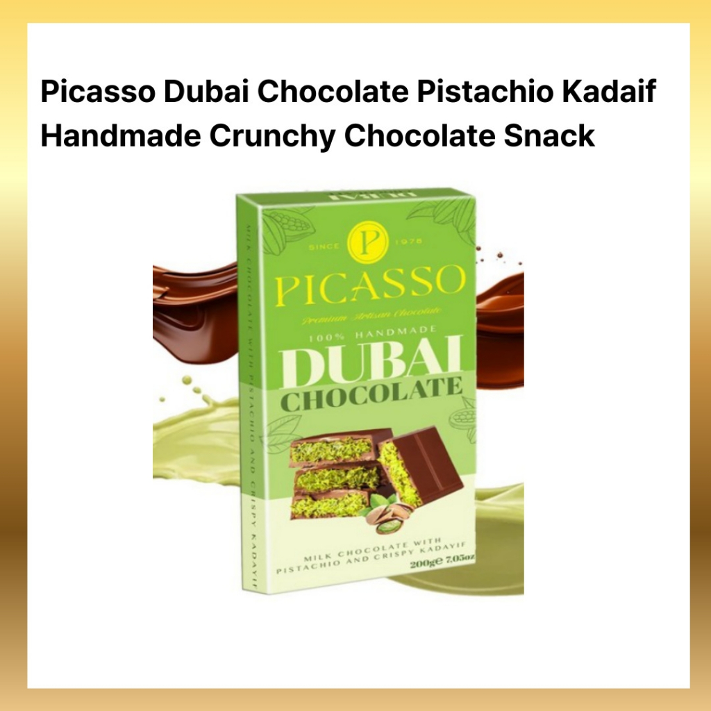 Picasso Dubai Chocolate Pistachio Kadaif Handmade giòn Chocolate Snack