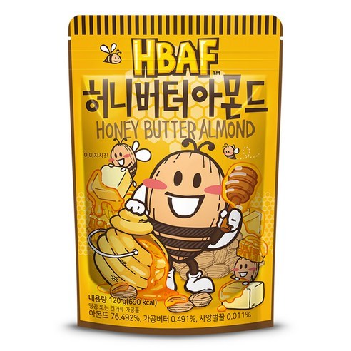 Hạnh nhân bơ mật ong Baf 120g 1 gói / Snack hạt phổ biến Hàn Quốc / Hương vị bơ mật ong ngọt ngào & 