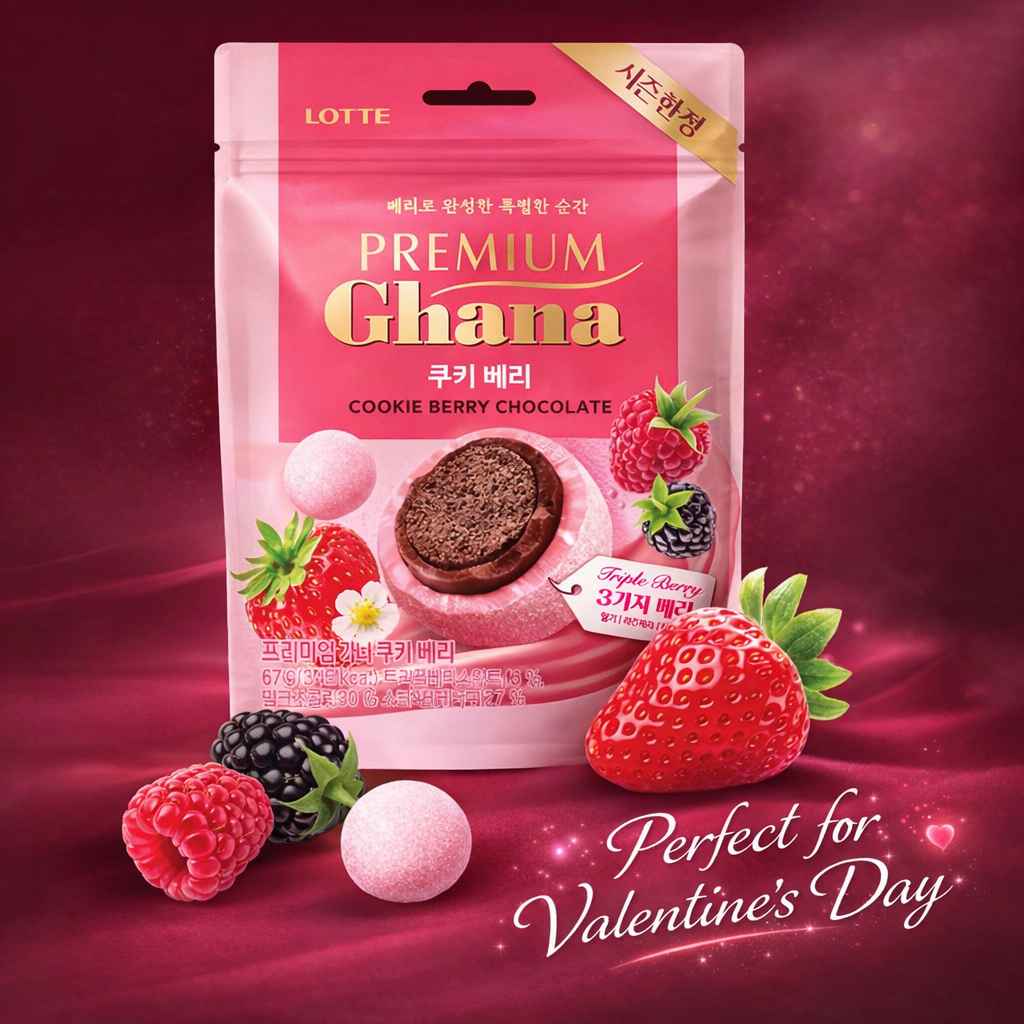 Cao Cấp Ghana Cookie Berry Chocolate 67g Triple Berry Chocolate Cookie Hàn Quốc Snack Món Tráng Miện