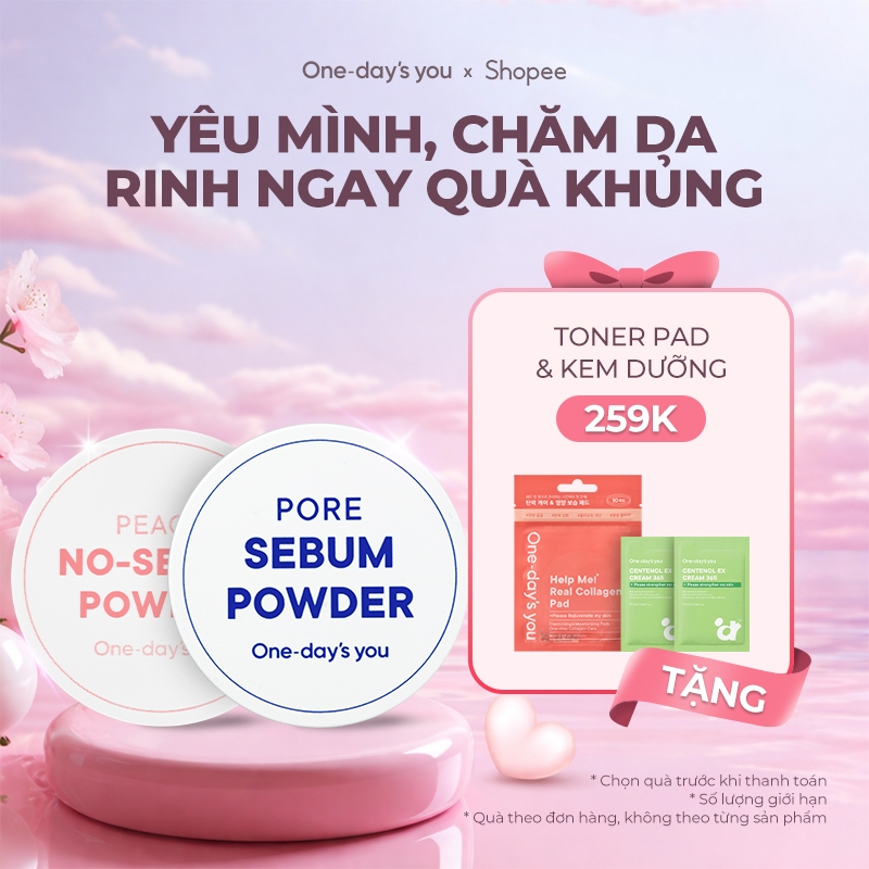 Phấn Phủ Kiềm Dầu, Nâng Tông, Che Phủ Lỗ Chân Lông, Mịn Da ONE DAY'S YOU Peach & Pore Powder 4g