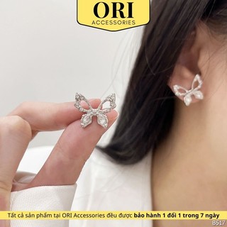 Khuyên tai nữ mạ bạc cánh bướm Jethro đính đá thời trang ORI ACCESSORIES B517