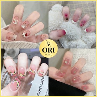 Móng Tay Giả Nail Box Đính Đá Đính Charm Kiểu Dài Màu Hồng Đen ORI NAIL ZX01