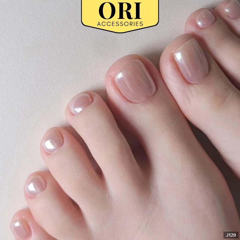 Móng Chân Giả Nail Box Màu Hồng Nude Họa Tiết 3D Thời Trang Phong Cách ORI ACCESSORIES J129
