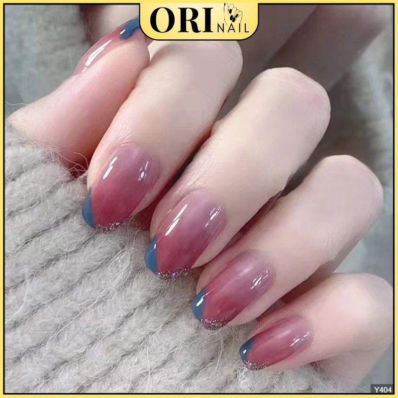 Móng Tay Giả Nail Box Kiểu Vừa Màu Hồng 24 Móng Kèm Keo ORI NAIL Y404