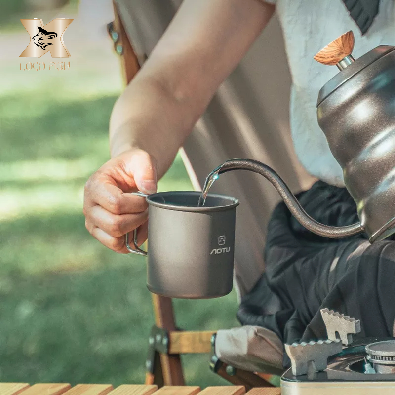 Cốc LOCO FISH uống cà phê/ trà bằng hợp kim nhôm nhẹ có thể gấp gọn được dùng khi đi dã ngoại