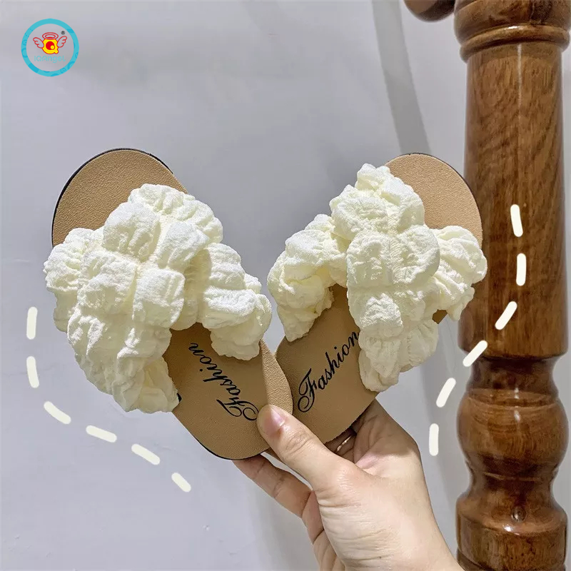 Dép quai chéo IQ ANGEL đế mềm chống trượt phong cách công chúa xinh xắn cho bé gái