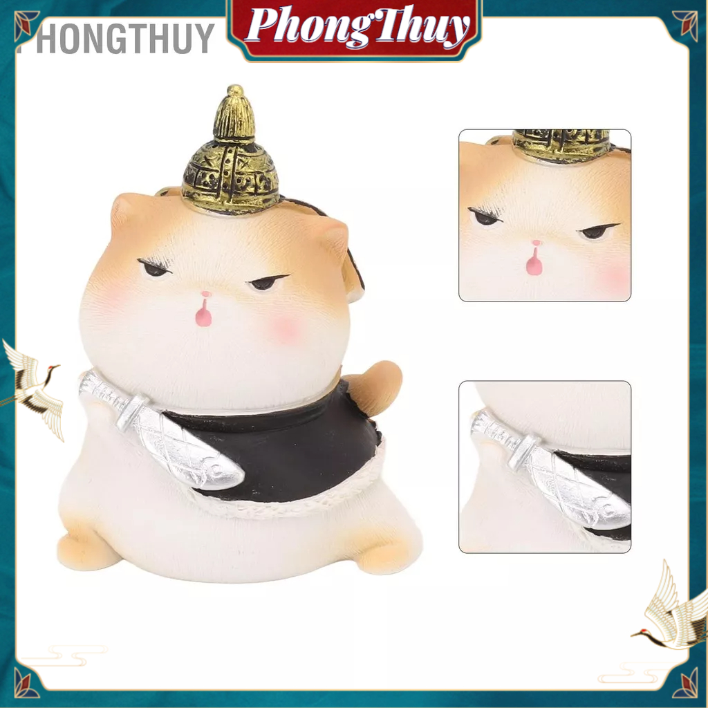 PhongThuy Mèo Đồ Trang Trí Triều Đình Shpae Khéo Léo Nhựa Động Vật Dễ Thương Để Bàn Cho Máy Tính Gia Năm Mới