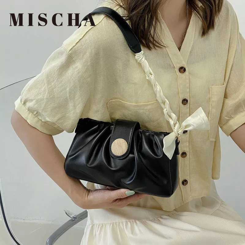 Mischa Túi Xách Da PU Màu Trơn Phong Cách Phương Tây Thời Trang Cho Nữ