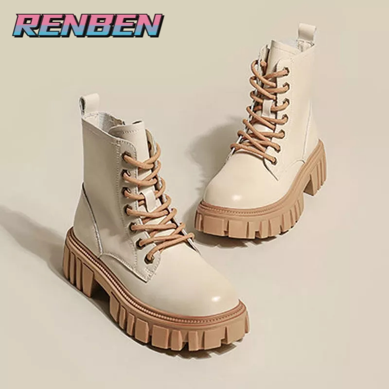 Giày bốt martin RENBEN đế dày phong cách Anh Quốc thời trang dành cho nữ
