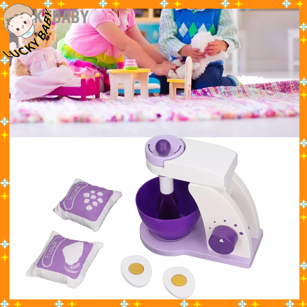 LUCKYBABY Đồ chơi trẻ em Máy trộn Giáo dục Nấu ăn bằng gỗ thực tế Giả vờ Trò vui nhộn Bộ đồ cho