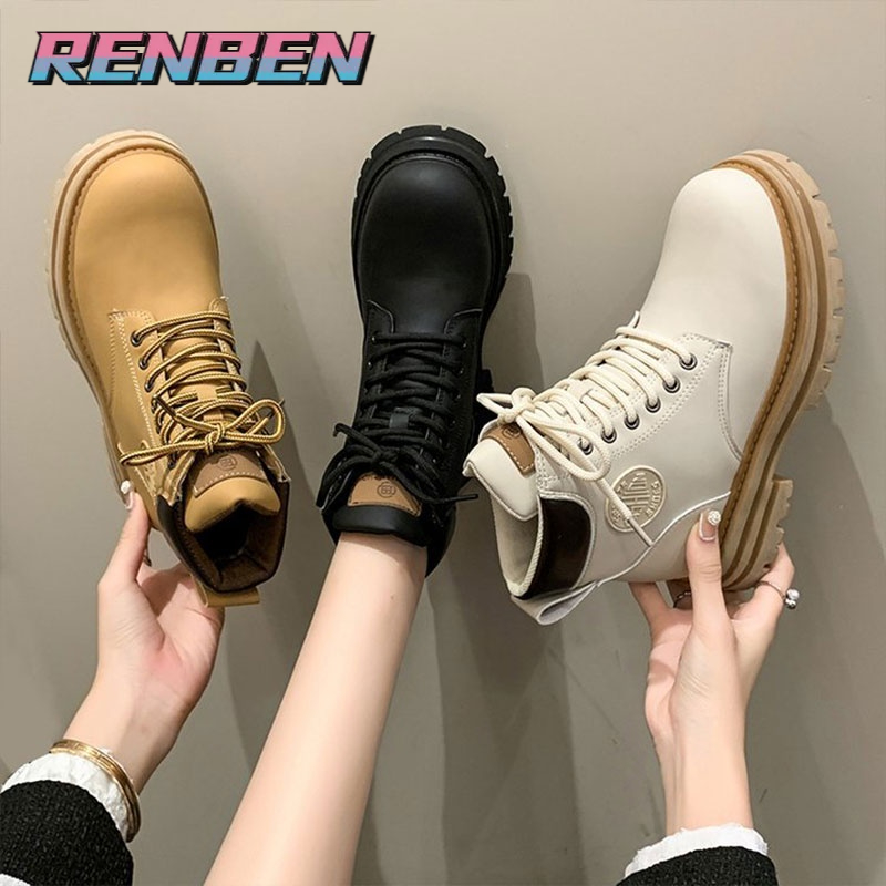 Giày bốt martin Renben mũi lớn buộc dây phong cách Anh Quốc cổ điển
