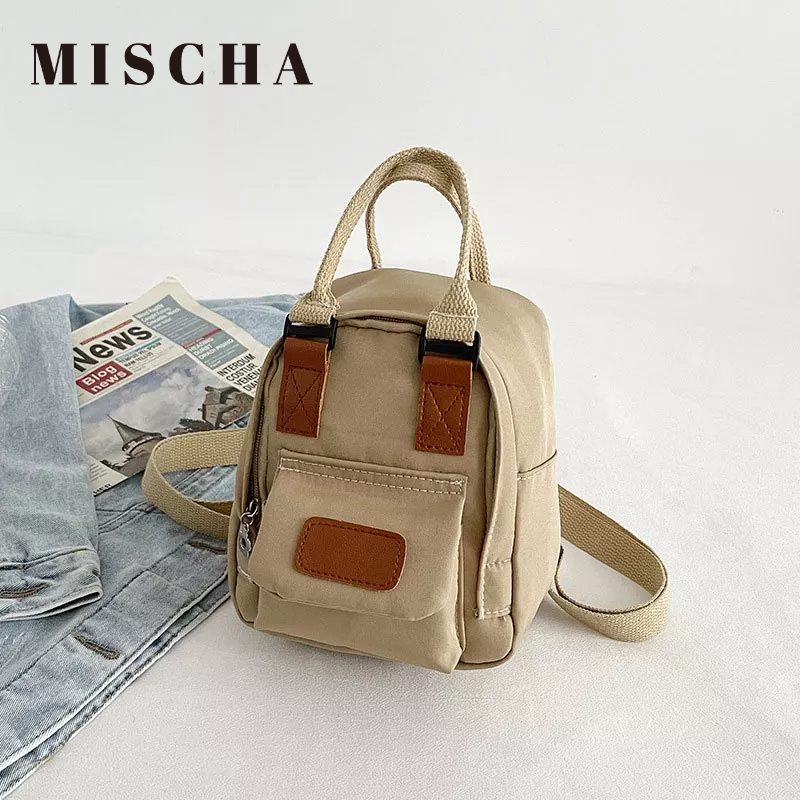 MISCHA Ba Lô Du Lịch mini Bằng Vải canvas Phối Màu Tương Phản Hợp Thời Trang