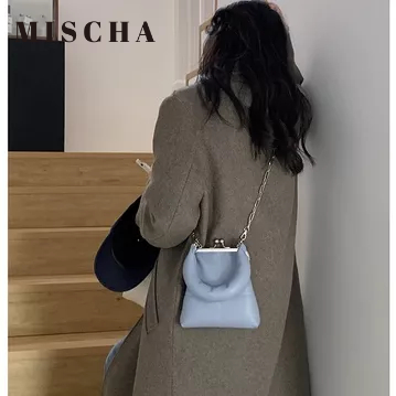 MISCHA Túi Đeo Chéo Vai Bằng Da PU Màu Trơn Thời Trang Hàn Quốc